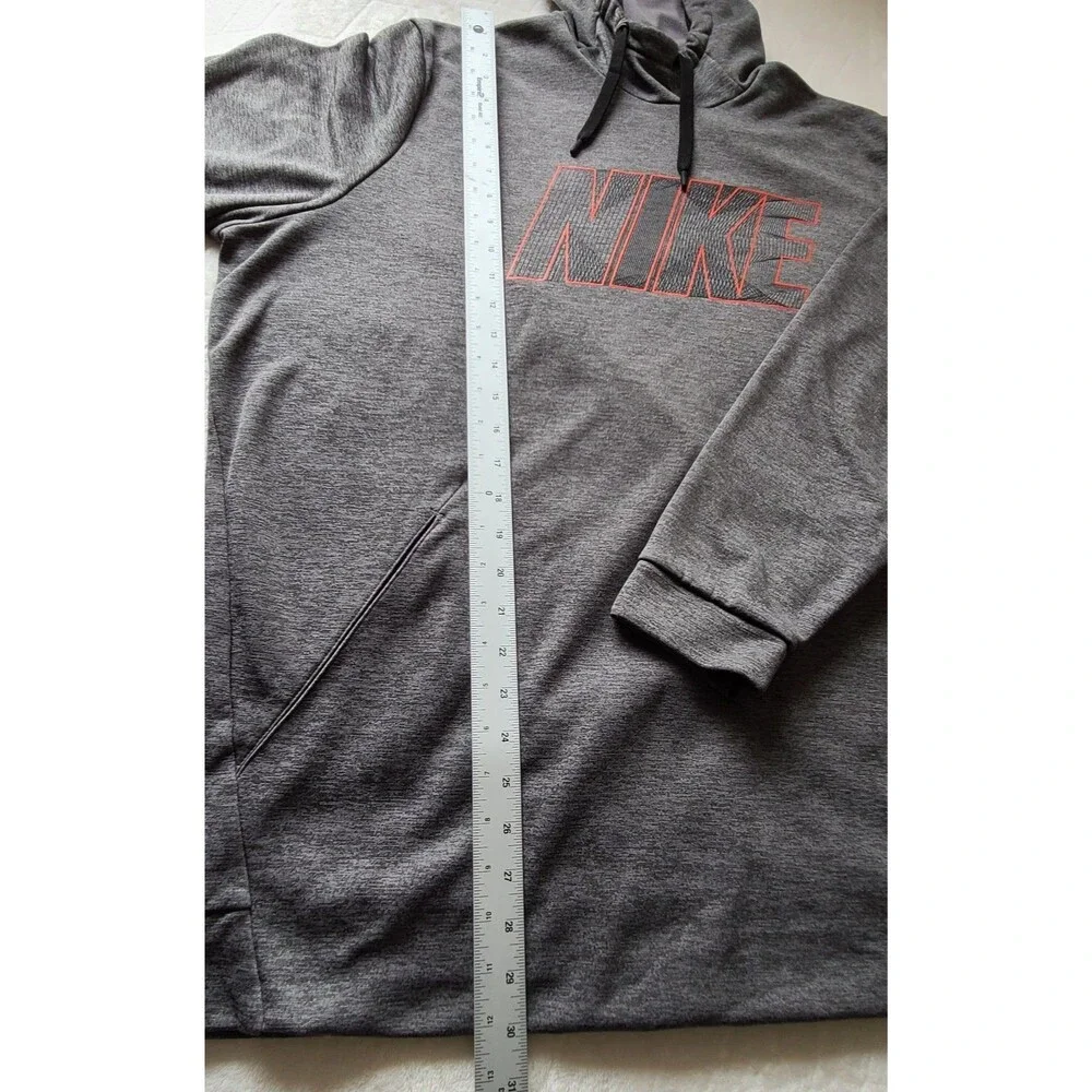 Nike Dri-FIT Hoodie Mens XXL Gray Red Logo Pullover Performance Sweatshirt